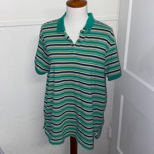 Vintage Baxter & Wells XL Green/Blue/Cream/Yellow Striped Polo